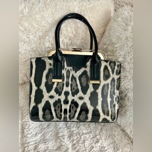 Elegant Leopard Print Satchel with Black Accents